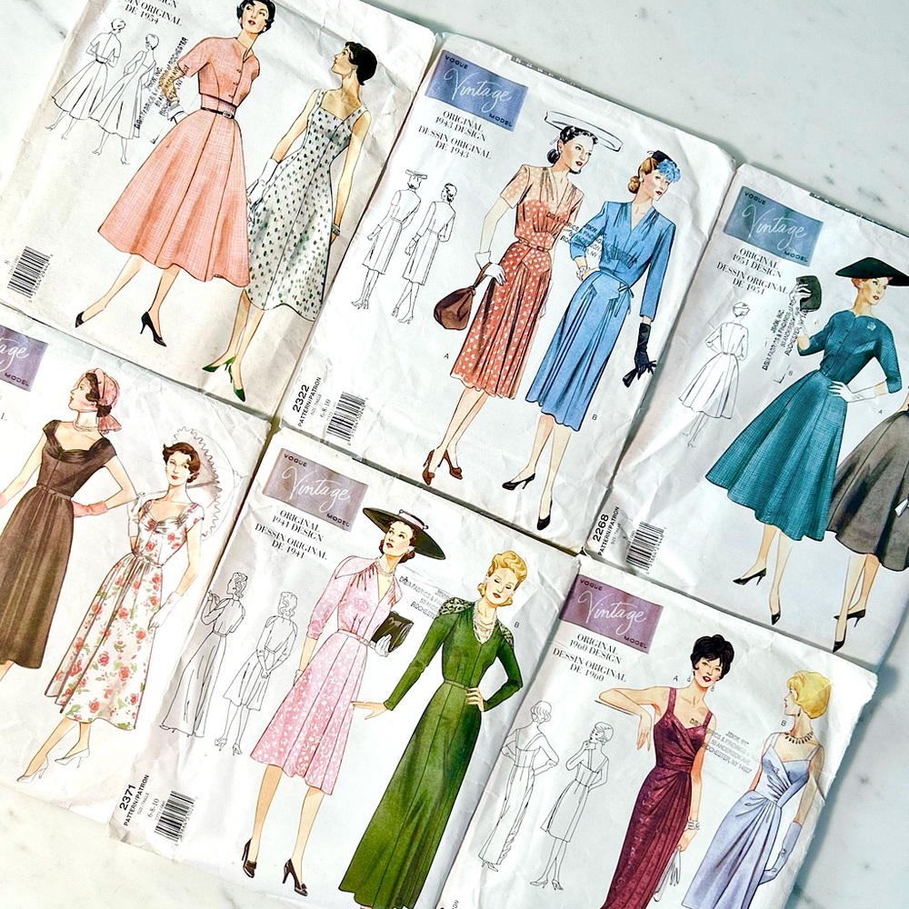Collection of VINTAGE VOGUE Women’s Dress Patterns